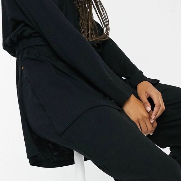 NEW Lindex Filippa eco viscose rib wrap front lounge top in black - Picture 4 of 4